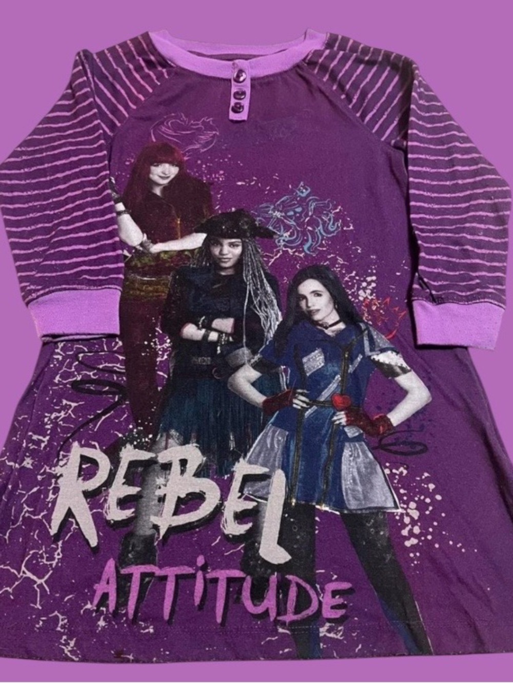 Disney ~ Decendants 2 ~ Girls~ Nightgown ~ Sleep Shirt ~ Size 4~ Rebel Attitude - Picture 11 of 16